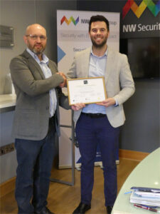 Kevin Bowyer presented with Cyber Essentials Plus Certificate by Protos Networks